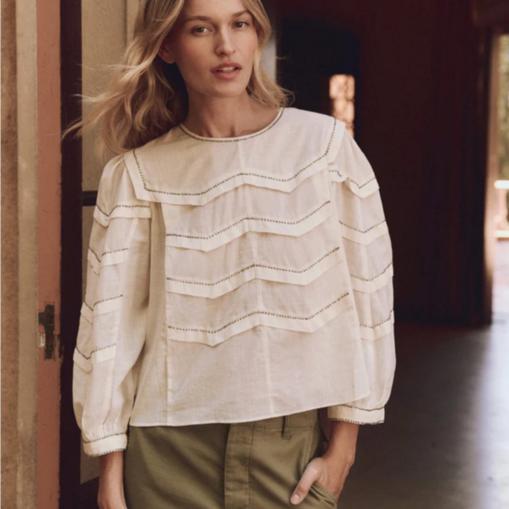 THE GREAT. Beaded Chevron Top